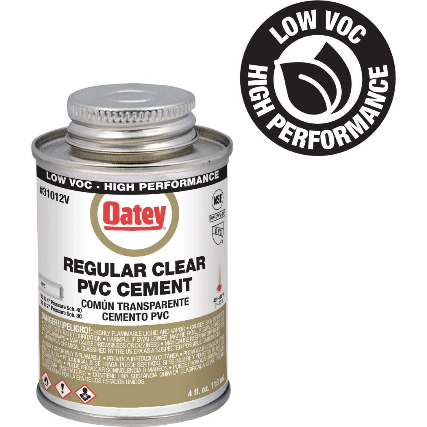 Oatey 4 Oz. Low Voc Regular Bodied Clear PVC Cement Image 1