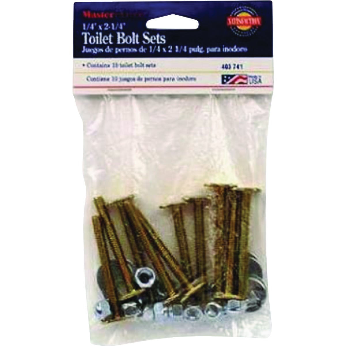 Master Plumber 1/4 x 2-1/4 In. Brass Toilet Bolt (10-Pack)