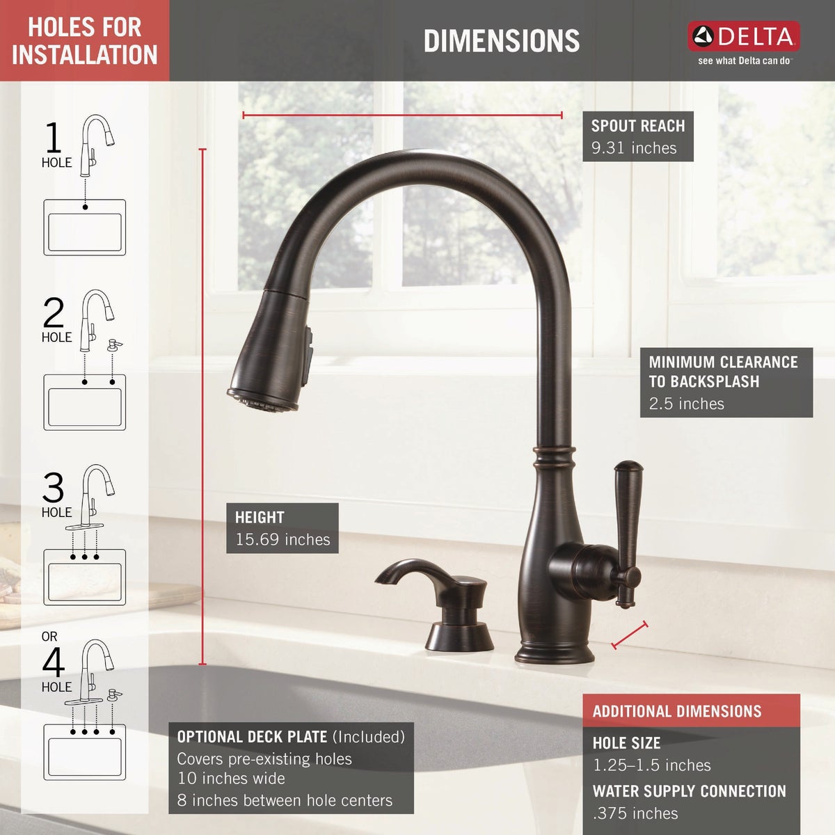 Delta Charmaine Venetian Bronze Single-Handle High-Arc Kitchen Faucet Image 2