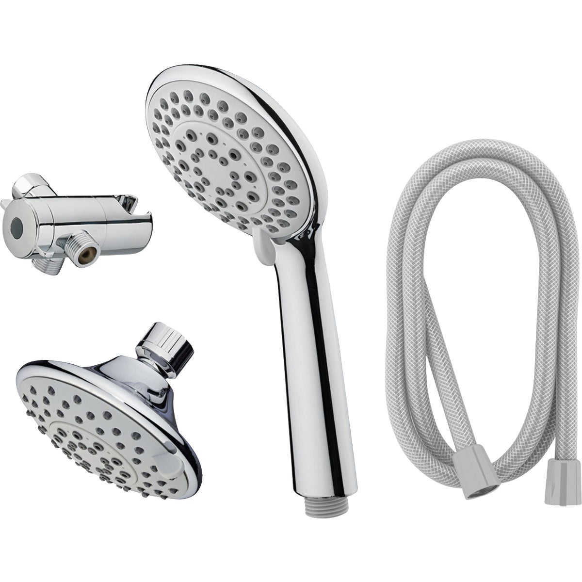 HomePointe Shower Head, Fixed/Handheld, 5-Settings, Chrome Plated