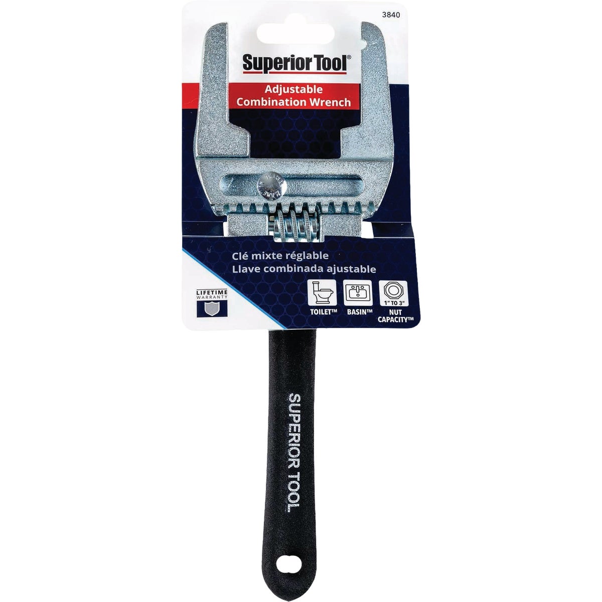 Superior Tool 1 In. to 3 In. Adjustable Combination Wrench