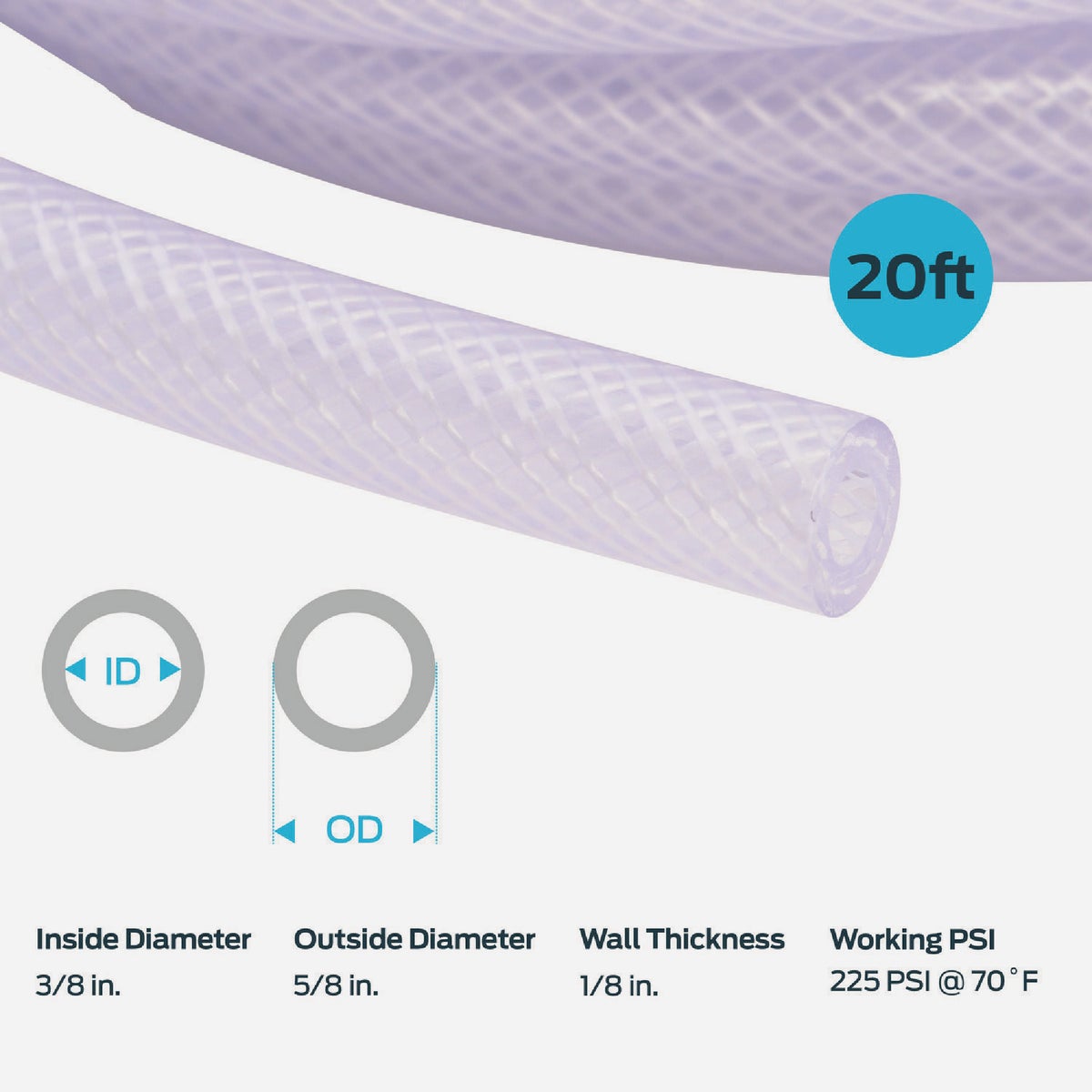 Eastman EZ-Flo 20 Ft. Braided Vinyl Tubing 3/8 In. ID x 5/8 In. OD Image 2