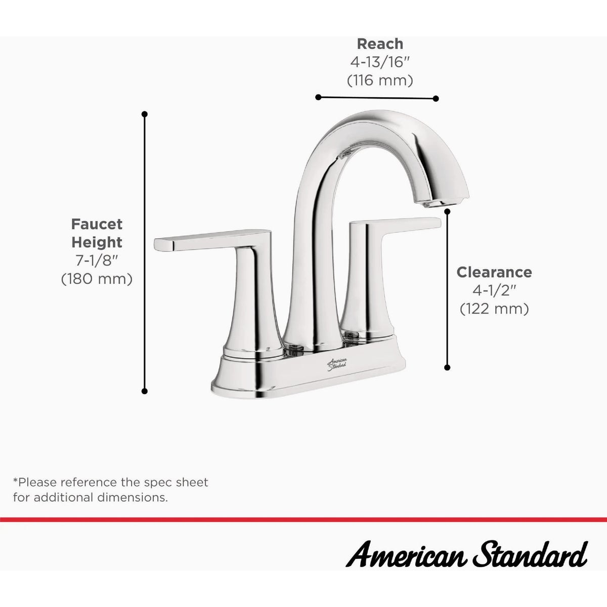 American Standard Becklow Chrome 2-Handle Lever 4 In. Centerset Hi-Arc Bathroom Faucet with Push Drain Image 5