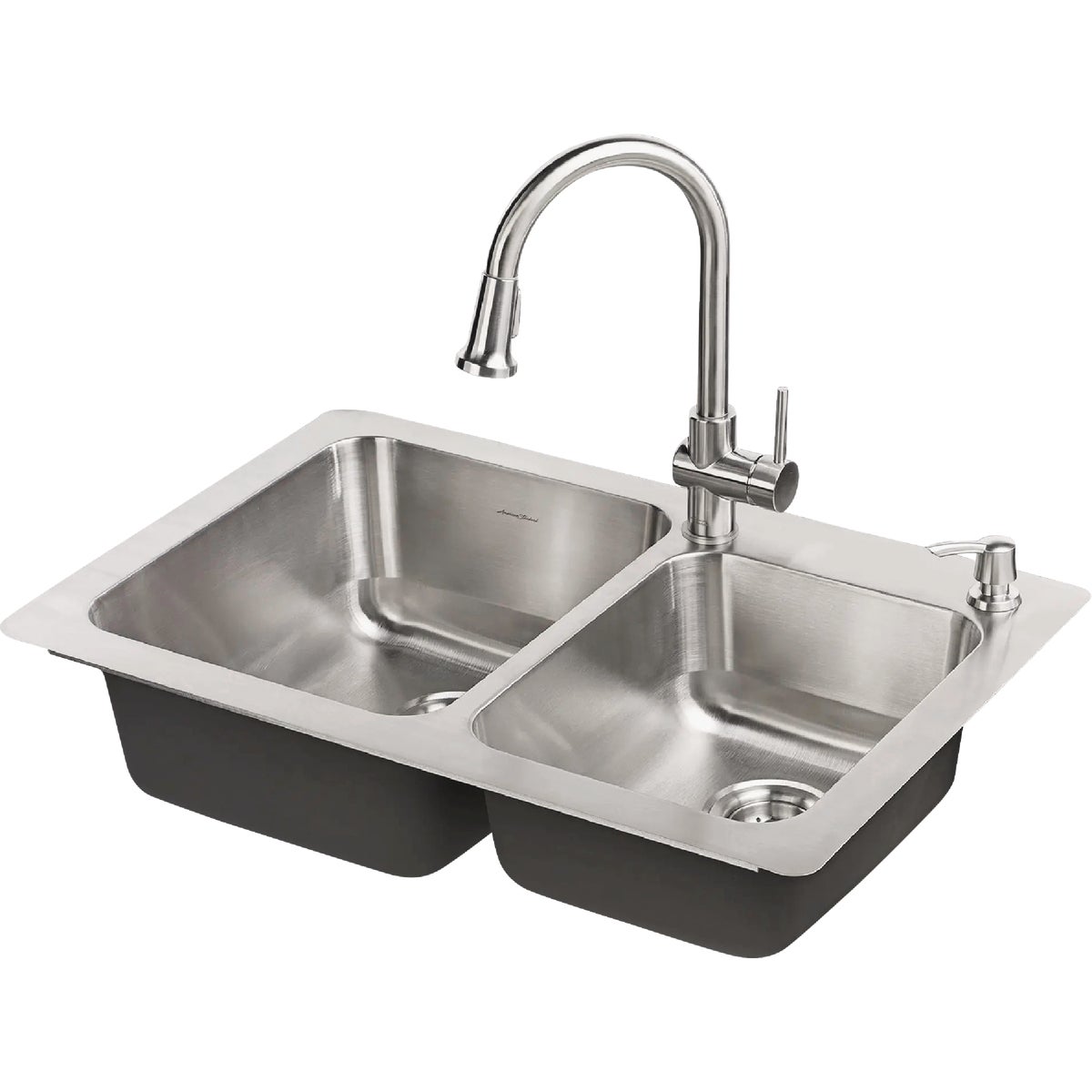 American Standard Montvale 33 In. x 22 In. Stainless Steel Kitchen Sink Kit with Faucet Image 1