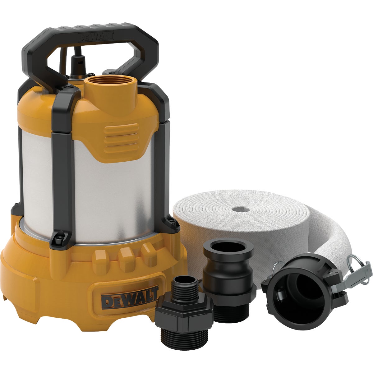 DEWALT 3/4 HP Cast Aluminum Submersible Utility Pump with Industrial Hose Kit