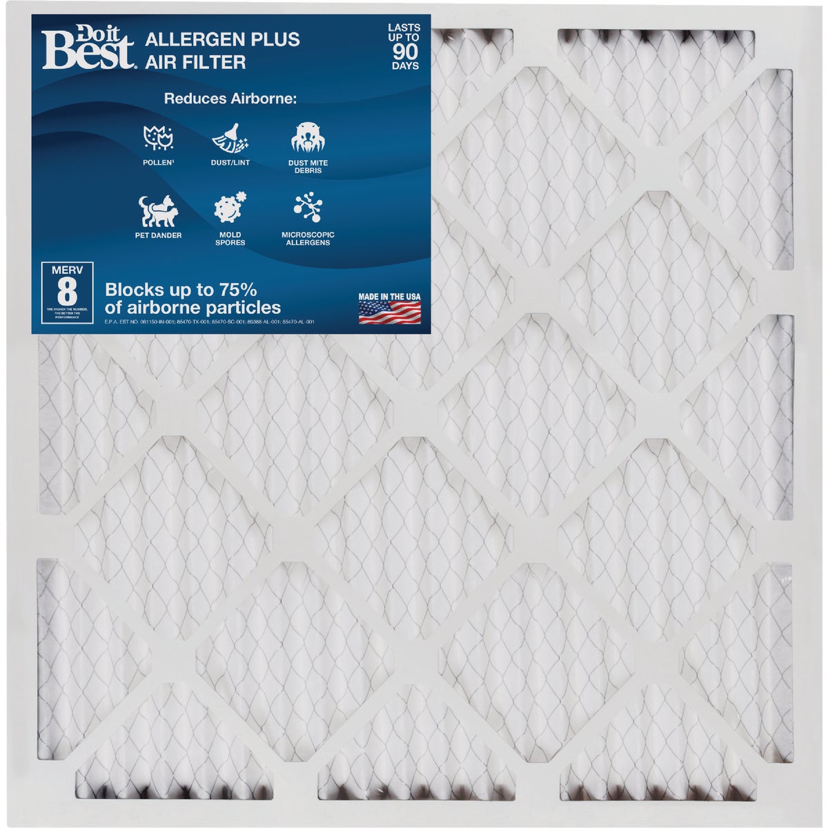 BestAir 20 In. x 20 In. x 1 In. MERV 8 Furnace Filter