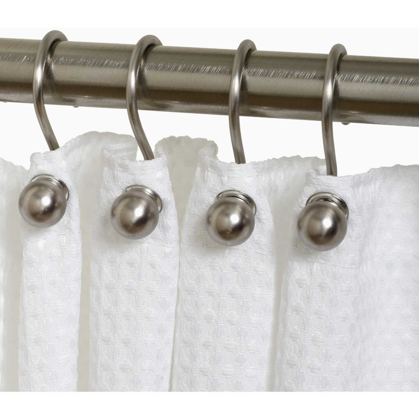Zenna Home Brushed Nicklel Aluminum Shower Shower Curtian Ball Hook (12-Count) Image 2