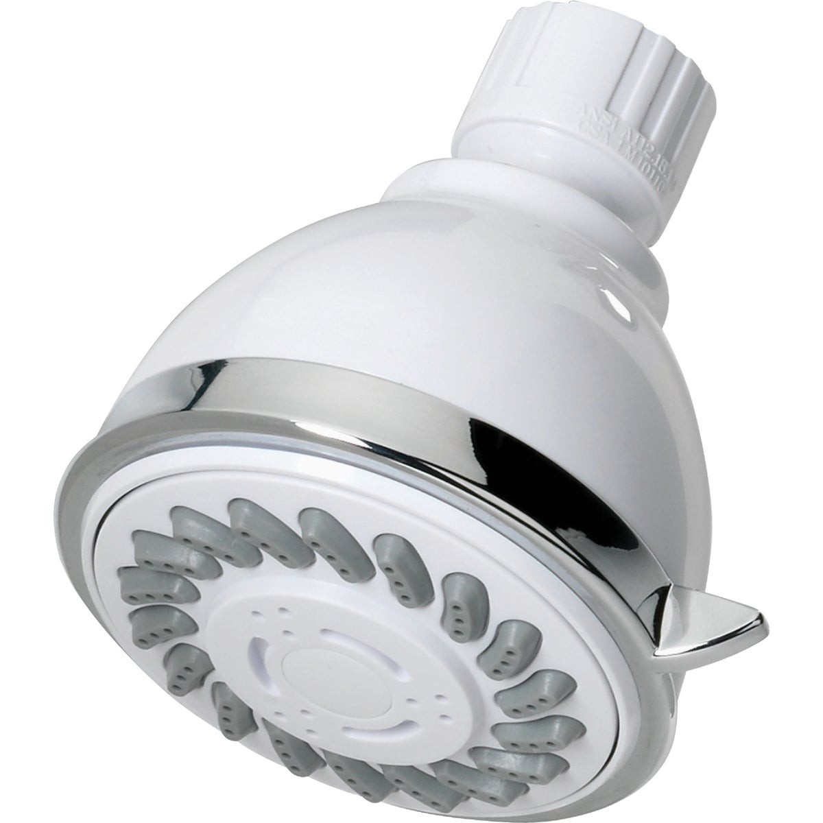 HomePointe Shower Head, Fixed Mount, 3 Settings, White Plastic