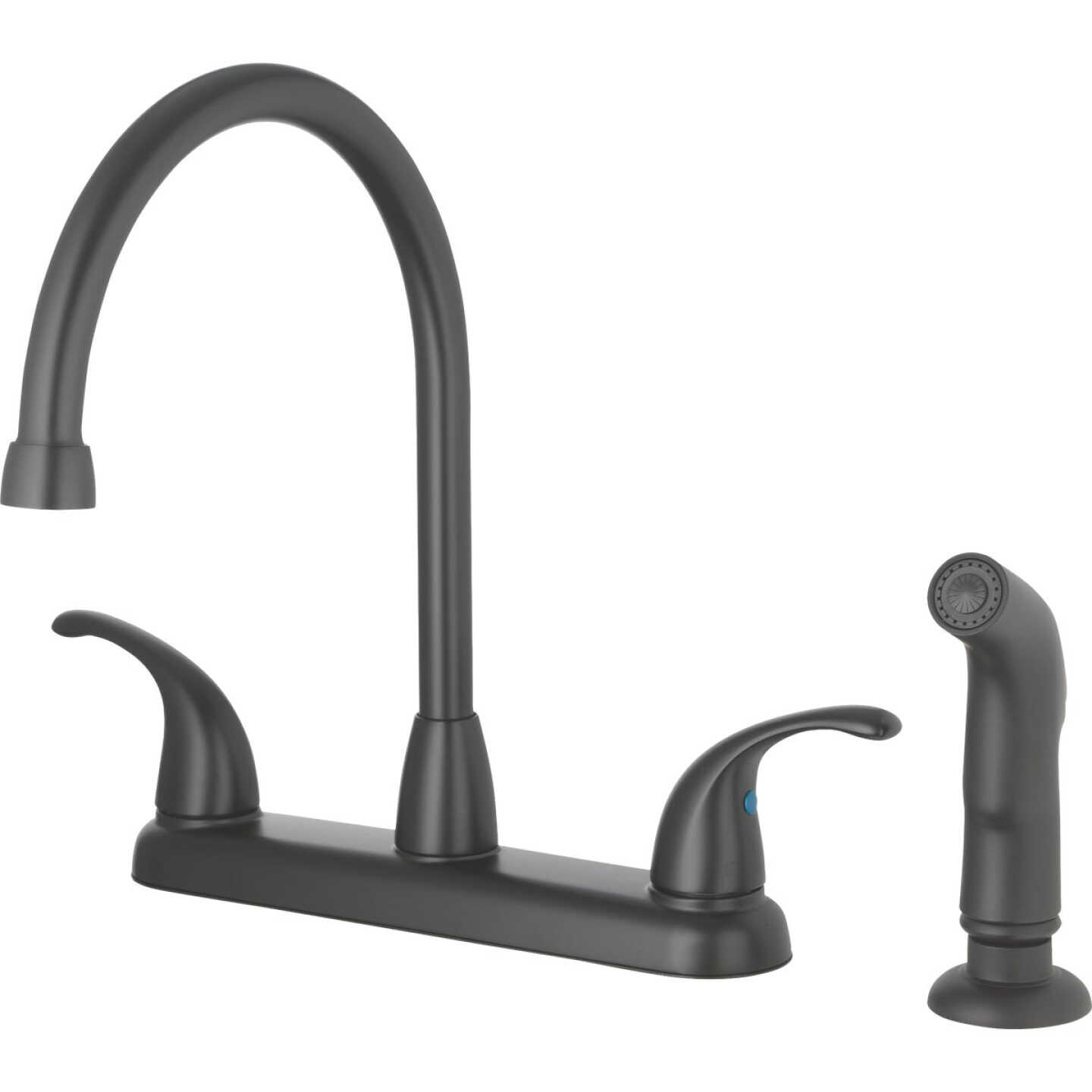 Homepointe 3-Hole High Arc Kitchen Faucet with Side Sprayer, Matte Black Image 1