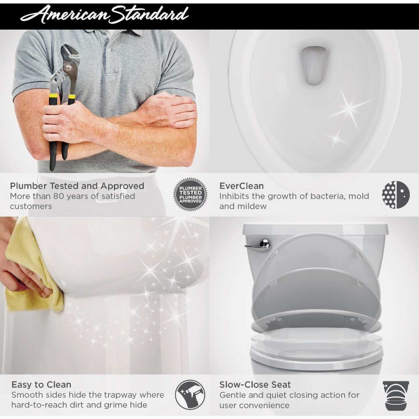 American Standard Cadet Decor White Chair Height Elongated Bowl 1.28 GPF Toilet Image 4