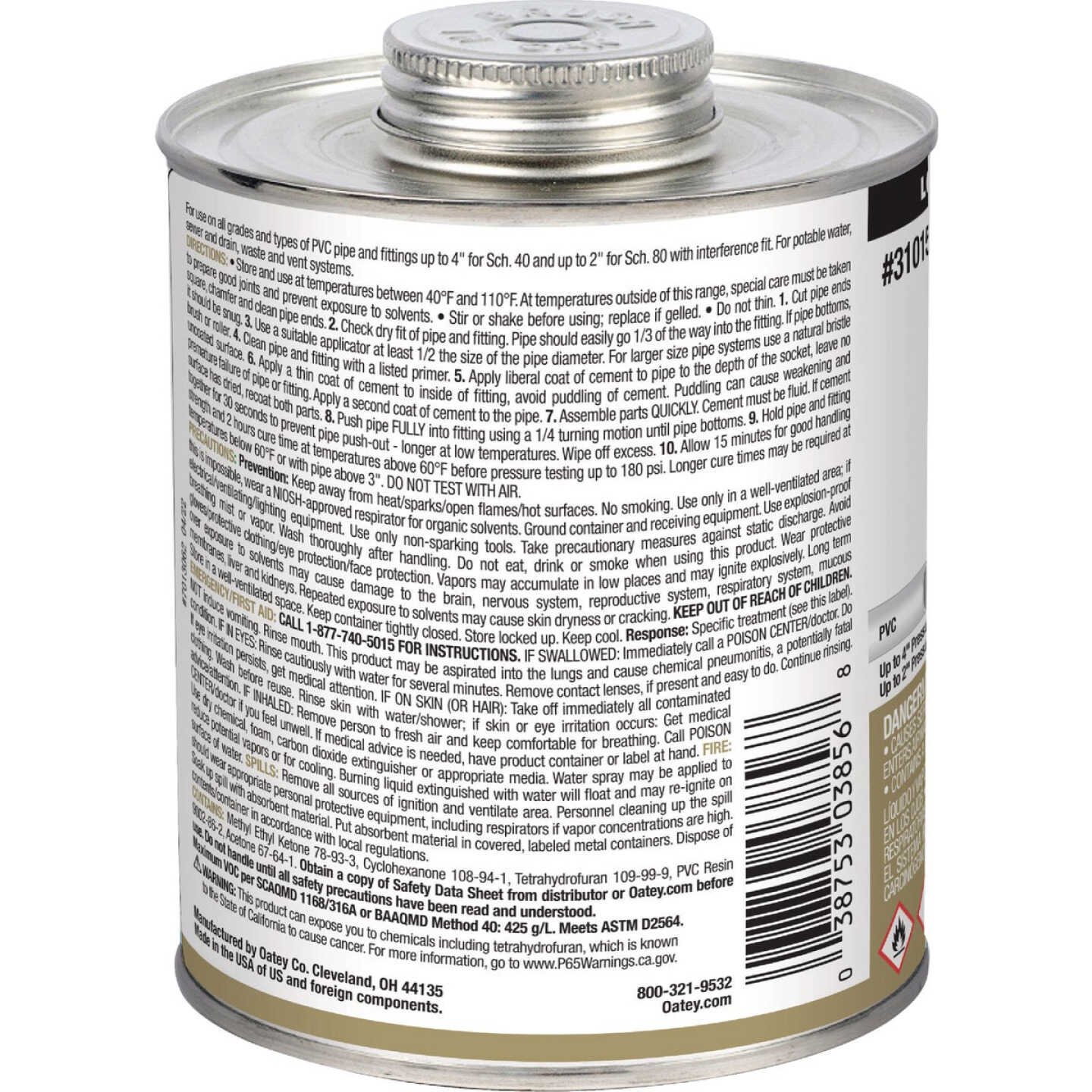 Oatey 32 Oz. Low Voc Regular Bodied Clear PVC Cement Image 2