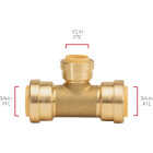 QuickFitting 3/4 In. x 3/4 In. x 1/2 In. Push-to-Connect Brass Reducing Tee Image 6