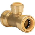 QuickFitting 3/4 In. x 3/4 In. x 1/2 In. Push-to-Connect Brass Reducing Tee Image 1