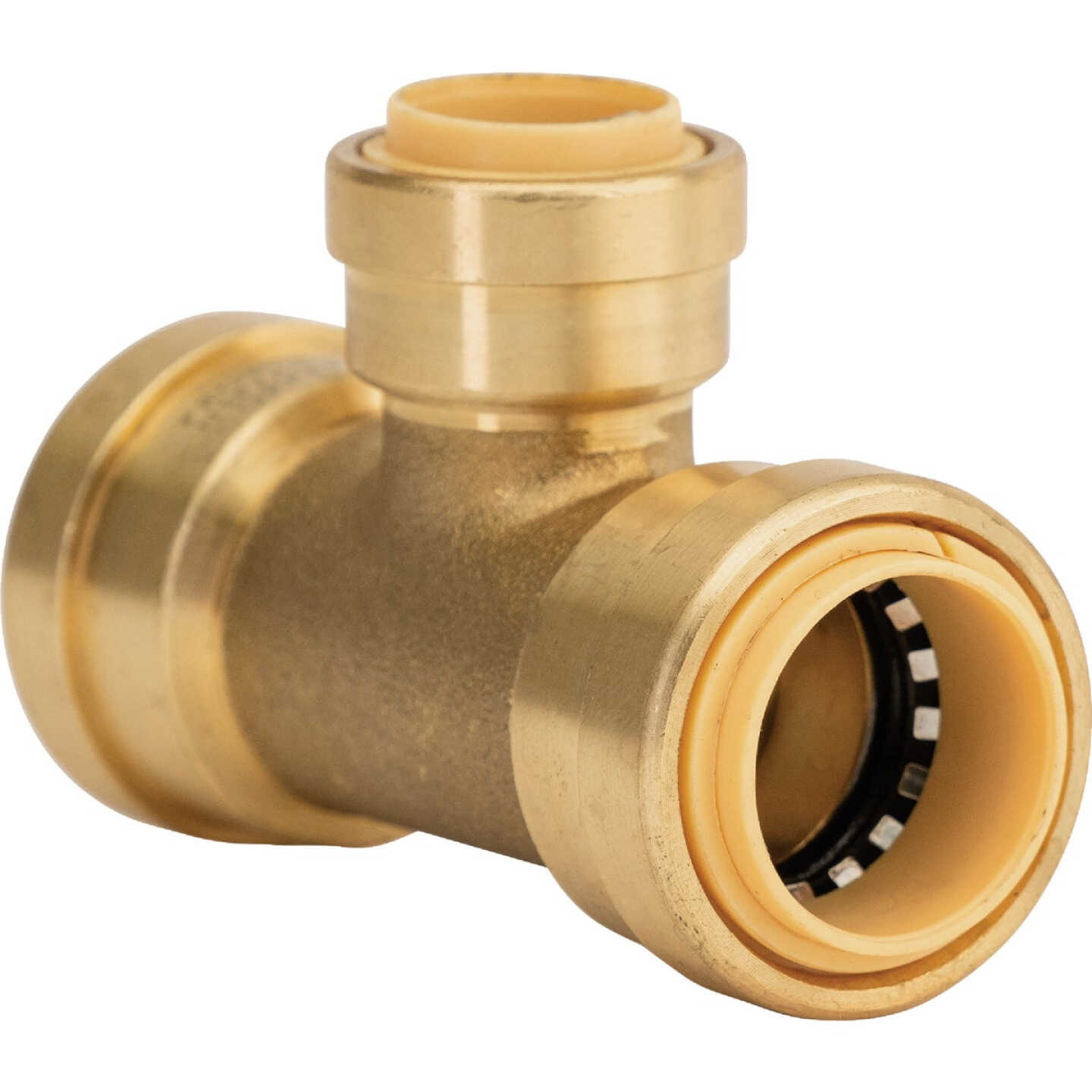 QuickFitting 3/4 In. x 3/4 In. x 1/2 In. Push-to-Connect Brass Reducing Tee Image 1