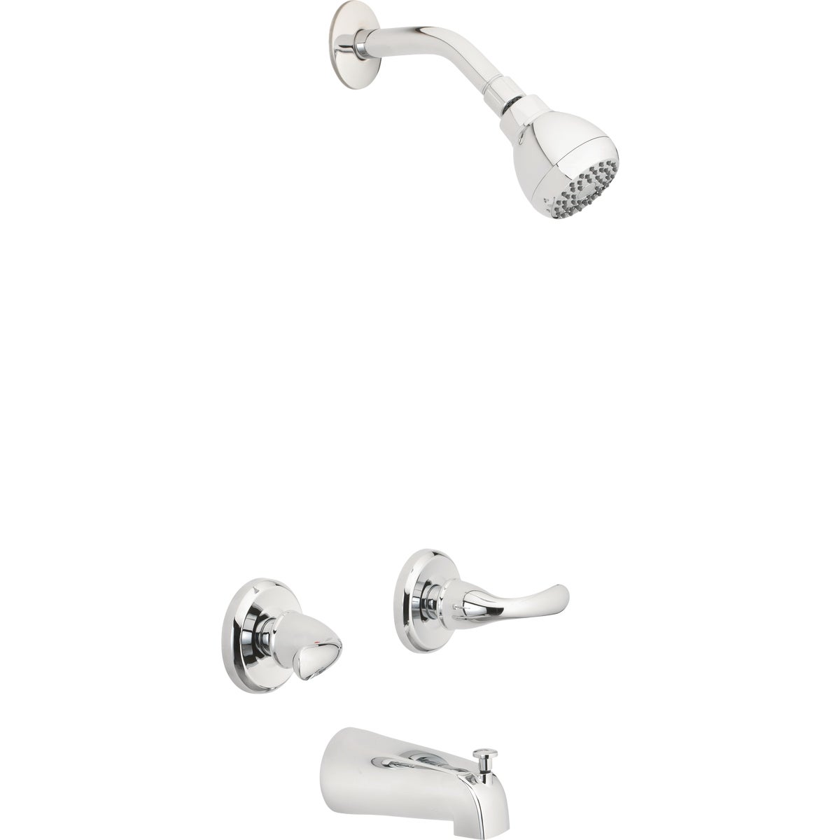 Homepointe Shower Faucet + Showerhead, 2 Lever Handle, Chrome Finish