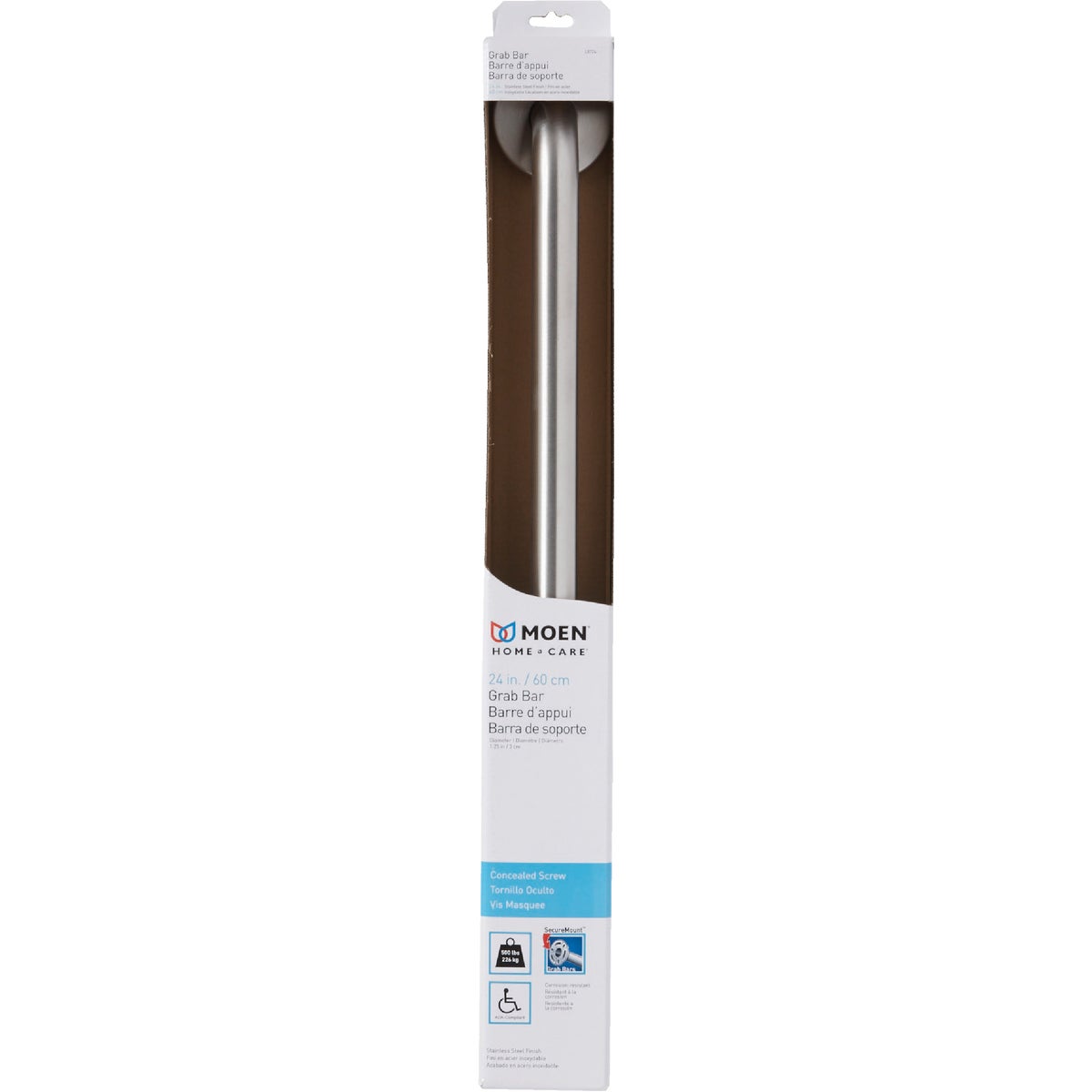 Moen Home Care 24 In. Concealed Screw Grab Bar, Stainless Steel Image 2