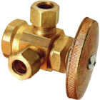 BrassCraft 1/2 In. x 3/8 In. x 3/8 In. Brass Dual Outlet Stop Valve Image 1