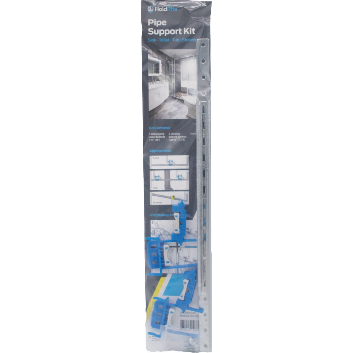 HoldRite 10 to 18 In. Stout Bracket Galvanized Telescoping Brackets & Clamps Kit Image 3