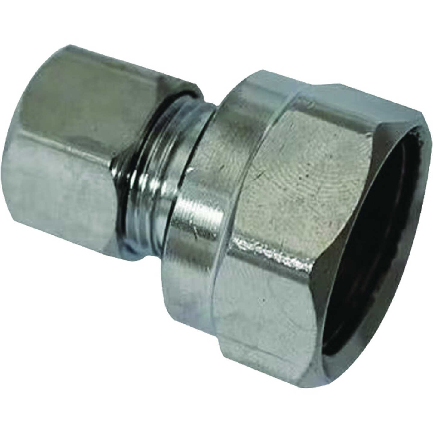 Plumb Pak Chrome Plated 1/2 In. FPT x 3/8 In. OD Brass Compression Straight Connector Image 1