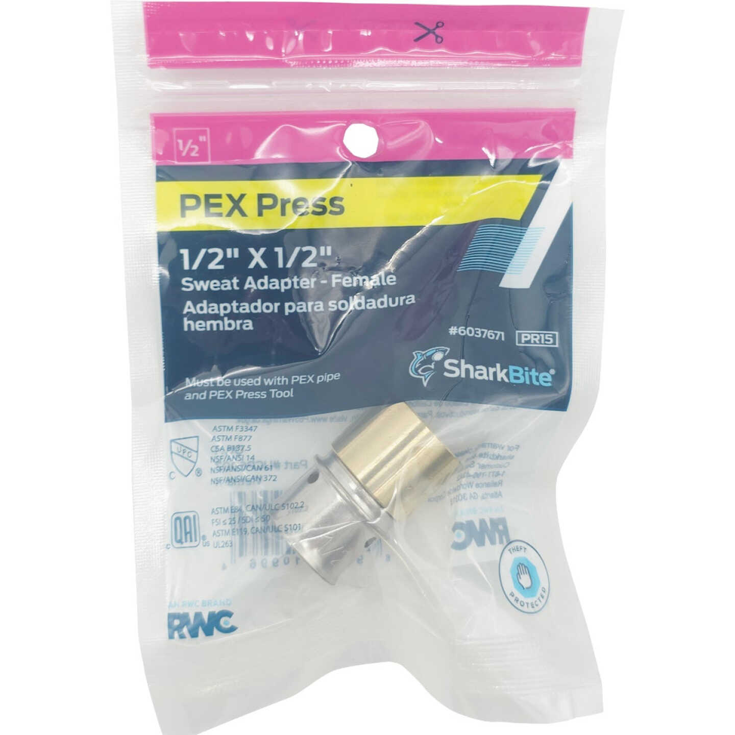 SharkBite 1/2 In. x 1/2 In. Female PEX Press Brass Sweat Adapter Image 2