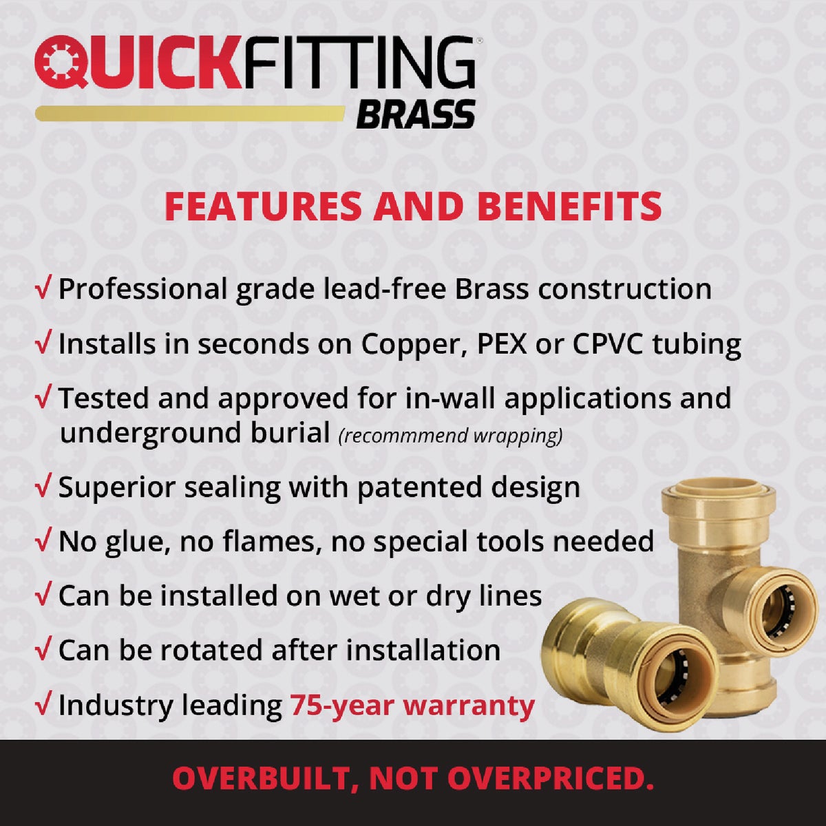 QuickFitting 1/2 In. x 1/2 In. Push-to-Connect Brass 90 Deg Elbow Image 2