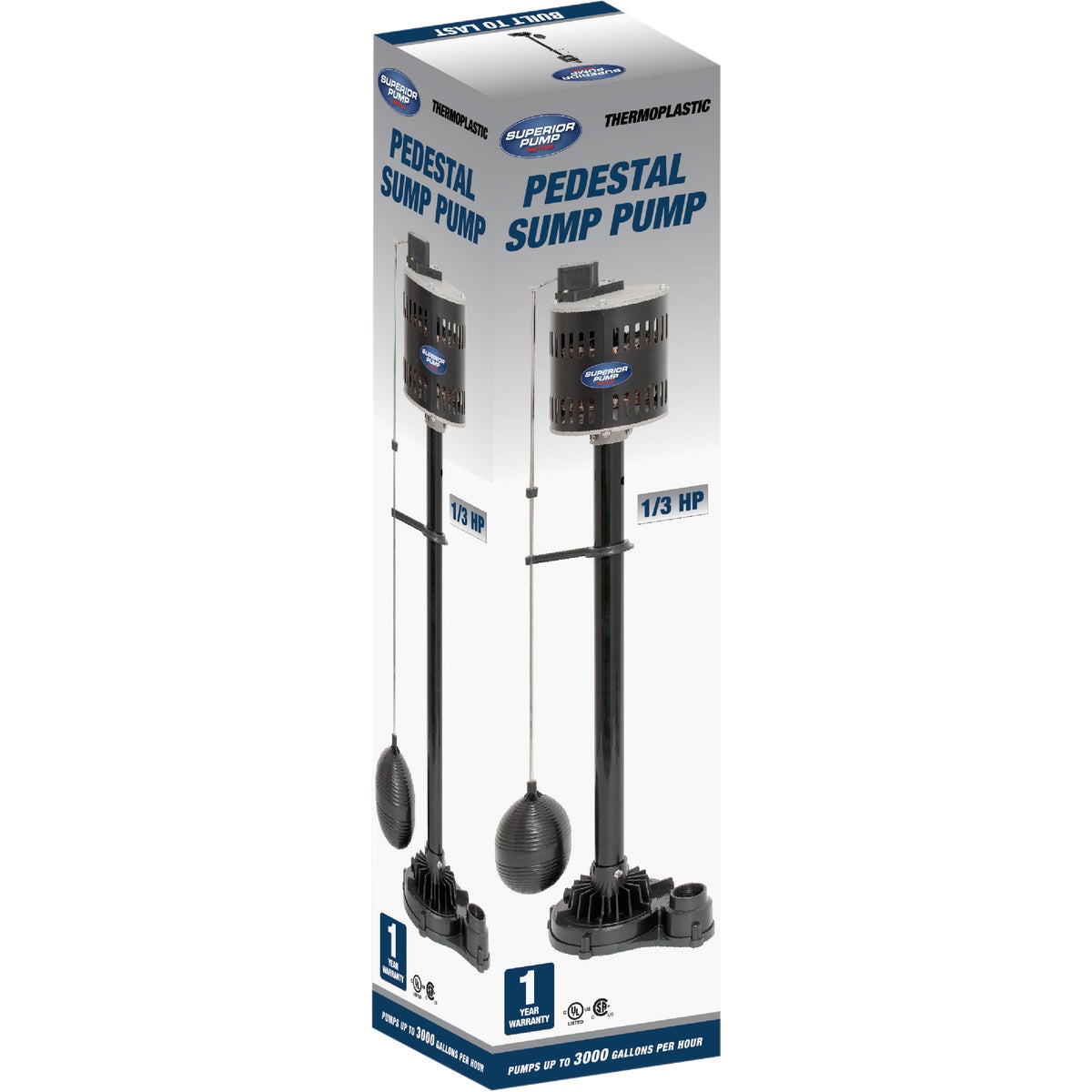 Superior Pump 1/3 HP Thermoplastic Pedestal Sump Pump Image 2