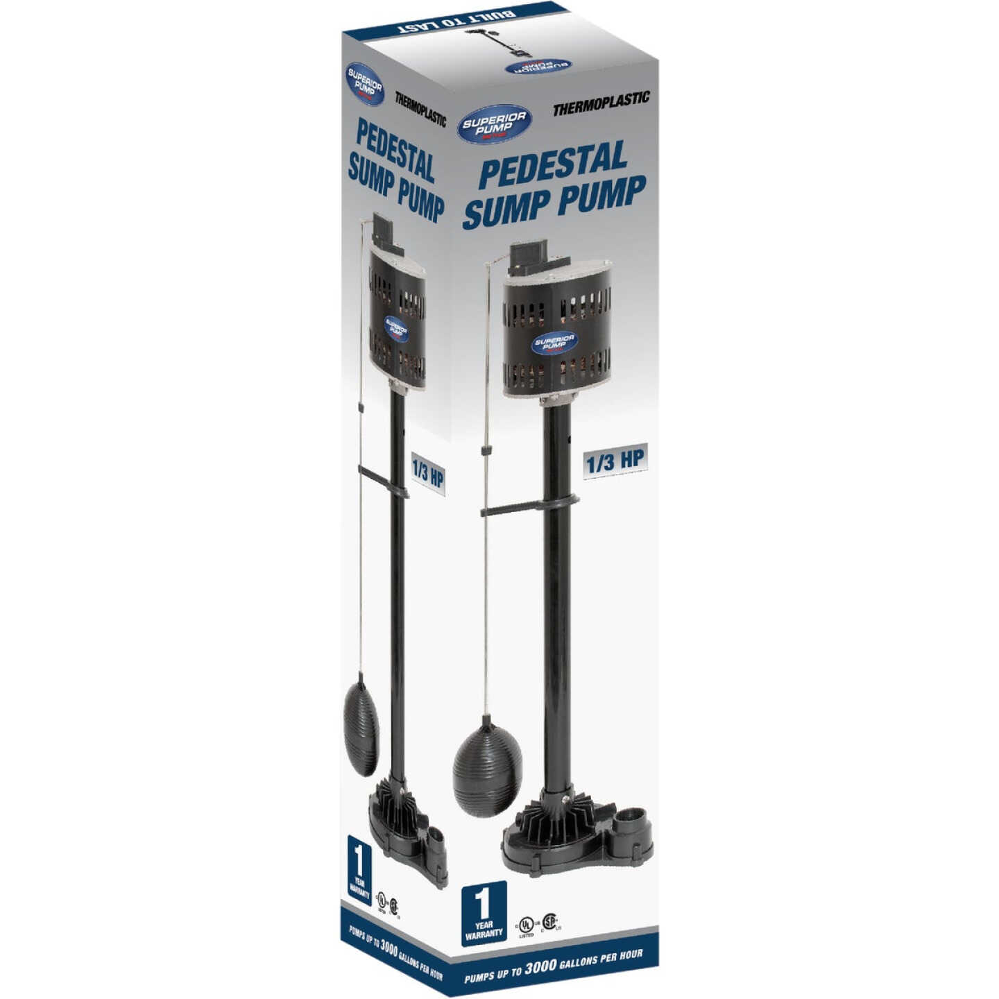 Superior Pump 1/3 HP Thermoplastic Pedestal Sump Pump Image 2