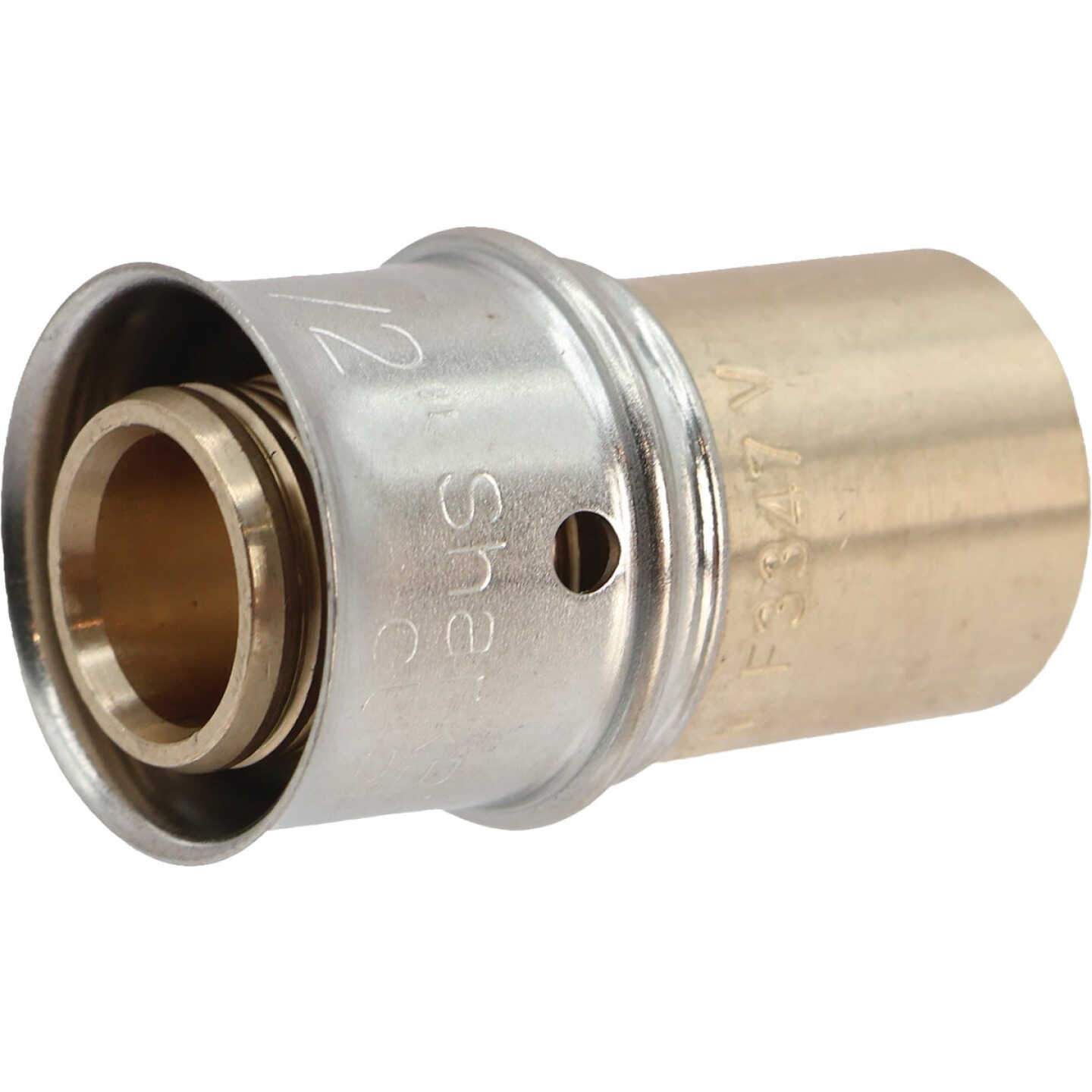 SharkBite 1/2 In. x 1/2 In. Male PEX Press Brass Sweat Adapter Image 1