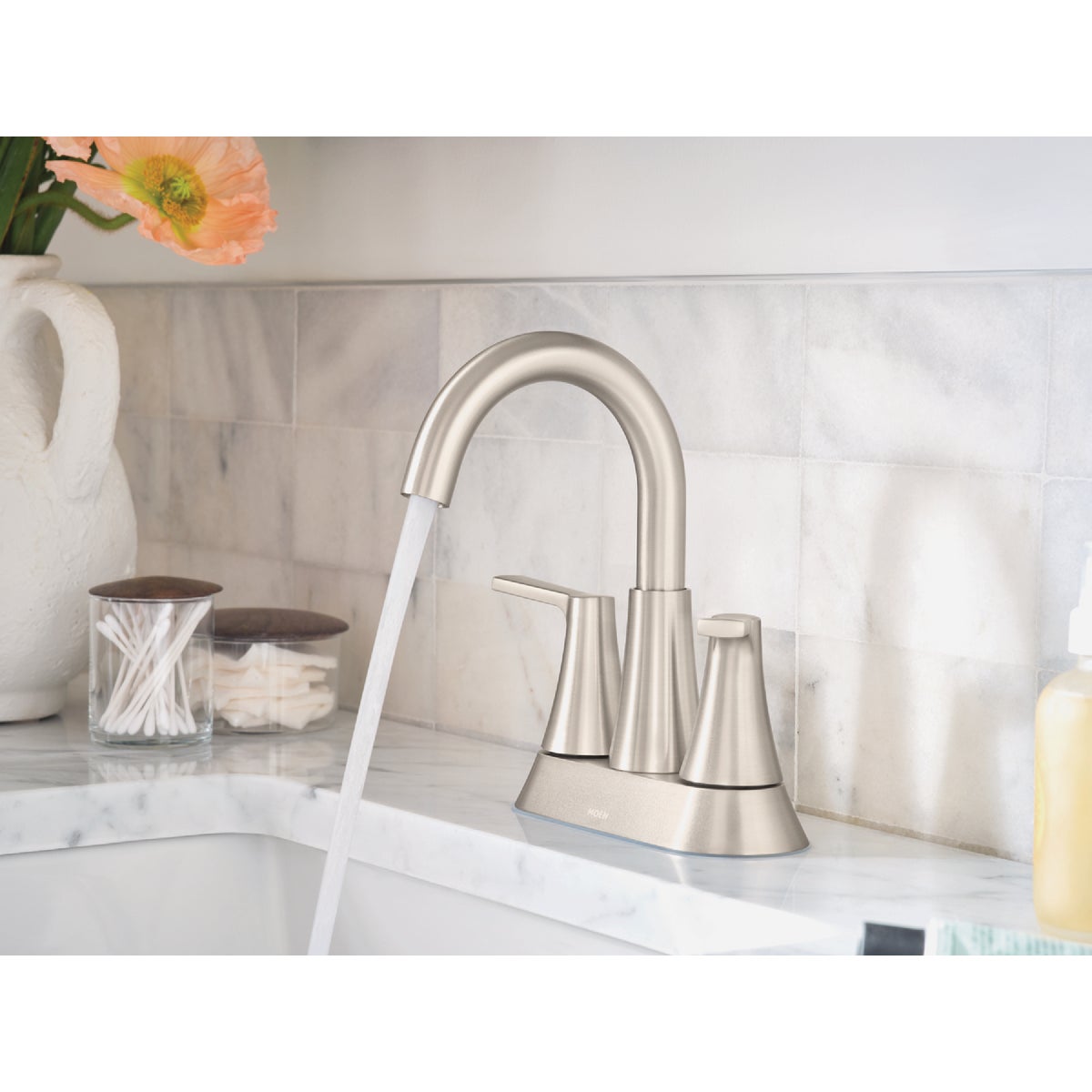 Moen Mikah 2-Handle High Arc Bathroom Faucet, Spot Resist Brushed Nickel Image 2