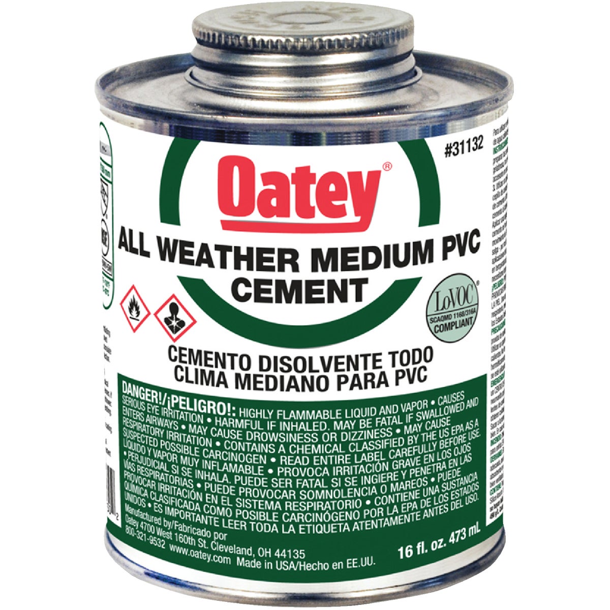Oatey All Weather 16 Oz. Medium Bodied Clear PVC Cement Image 1