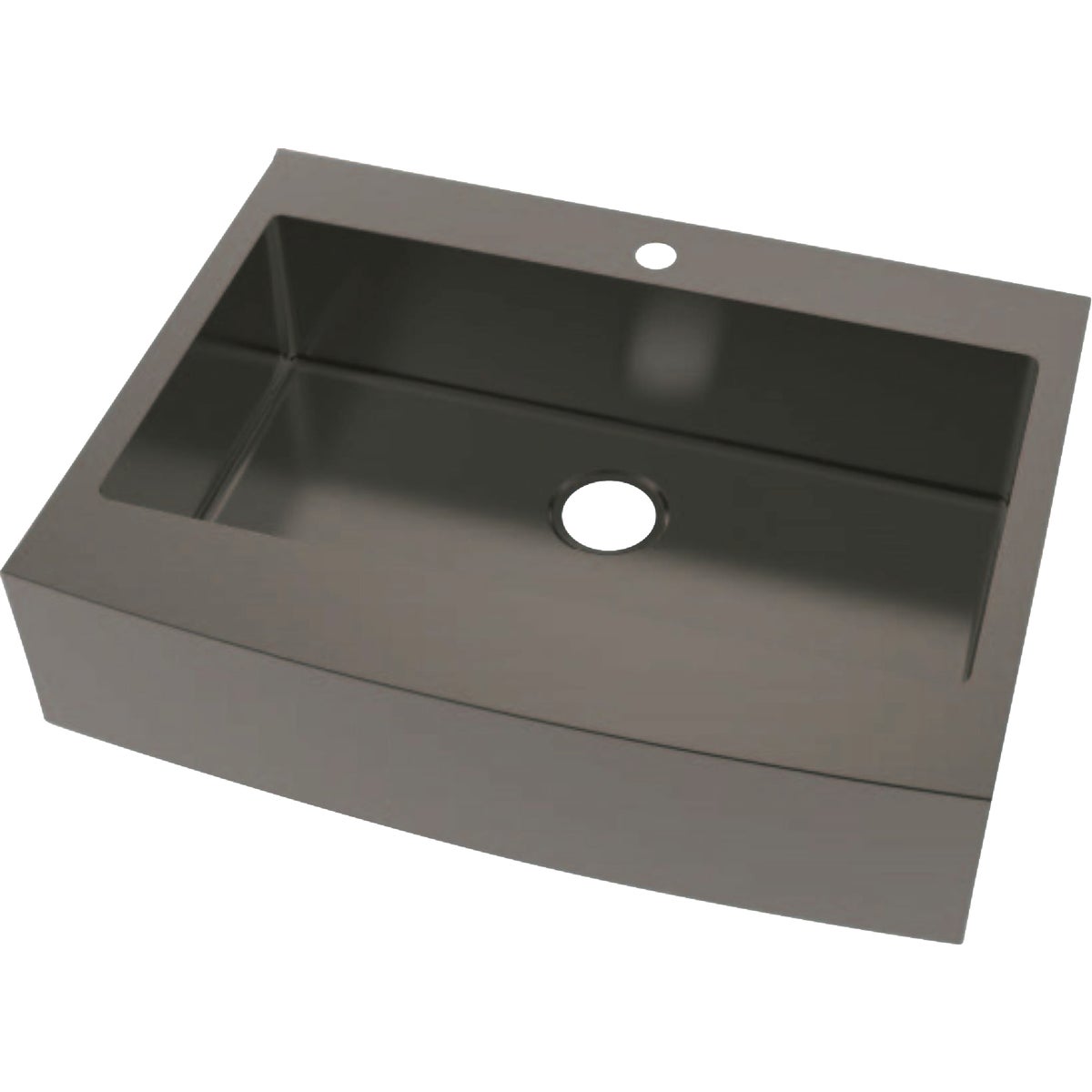 Compass Manufacturing Single Bowl 33 In. x 25 In. x 8 In. Black Stainless Steel Retrofit Dual Mount Curved Front Apron Farm Sink