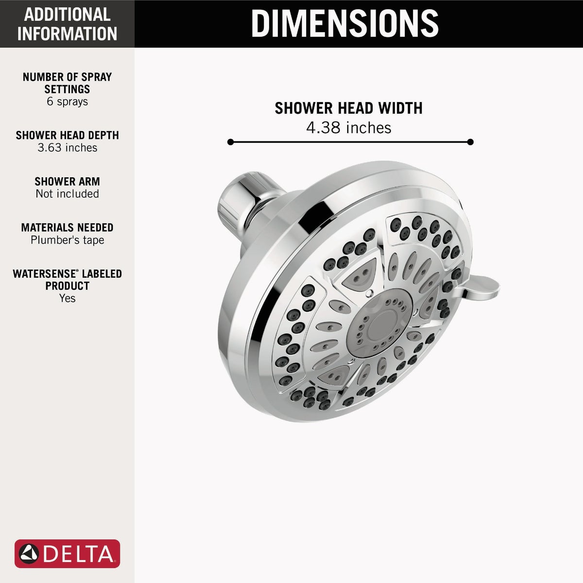 Delta Chrome 6-Spray Shower Head Image 2