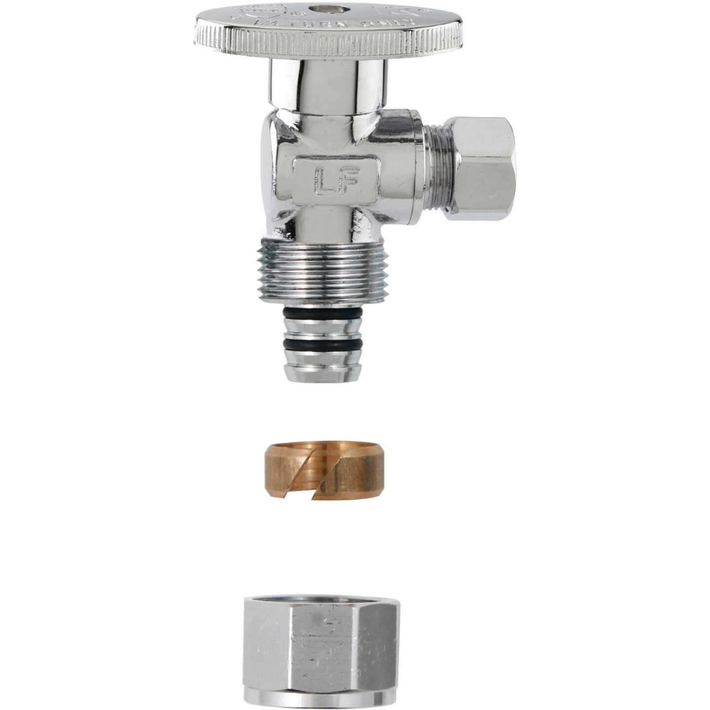 Plumb Pak No Crimp 1/2 In. x 3/8 In. Quarter Turn PEX Angle Valve Image 1