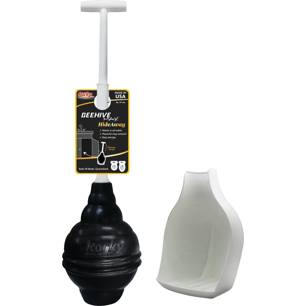 Korky Beehive Max HideAway Telescoping Plunger with Holder