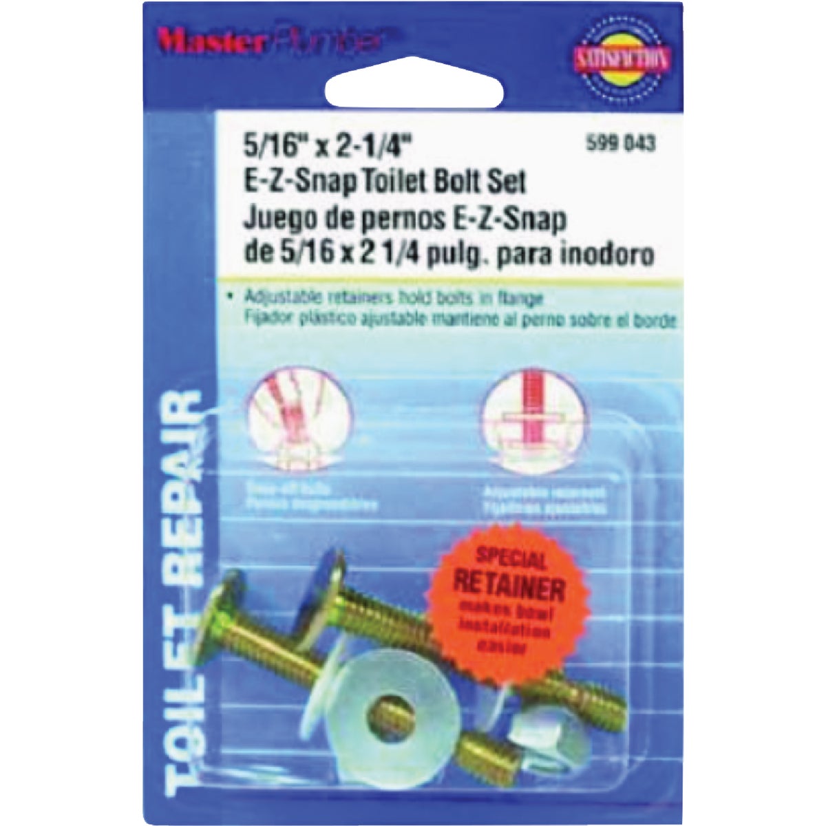 Master Plumber Snap-Off Toilet Flange Bolt Set (2-Pack)