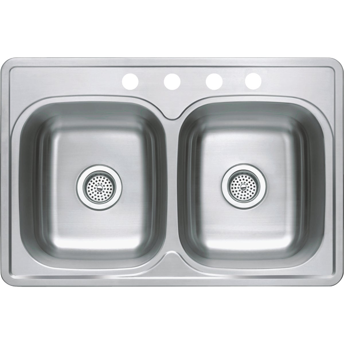 Compass Manufacturing 33 In. x 22 In. x 8 In. Double Bowl Top Mount 22 Ga. Kitchen Sink