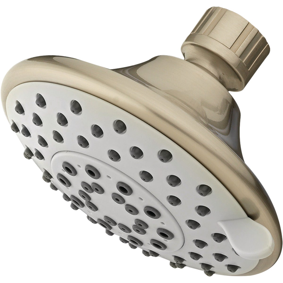 HomePointe Shower Head, Fixed Mount, 5-Settings, Brushed Nickel Plastic