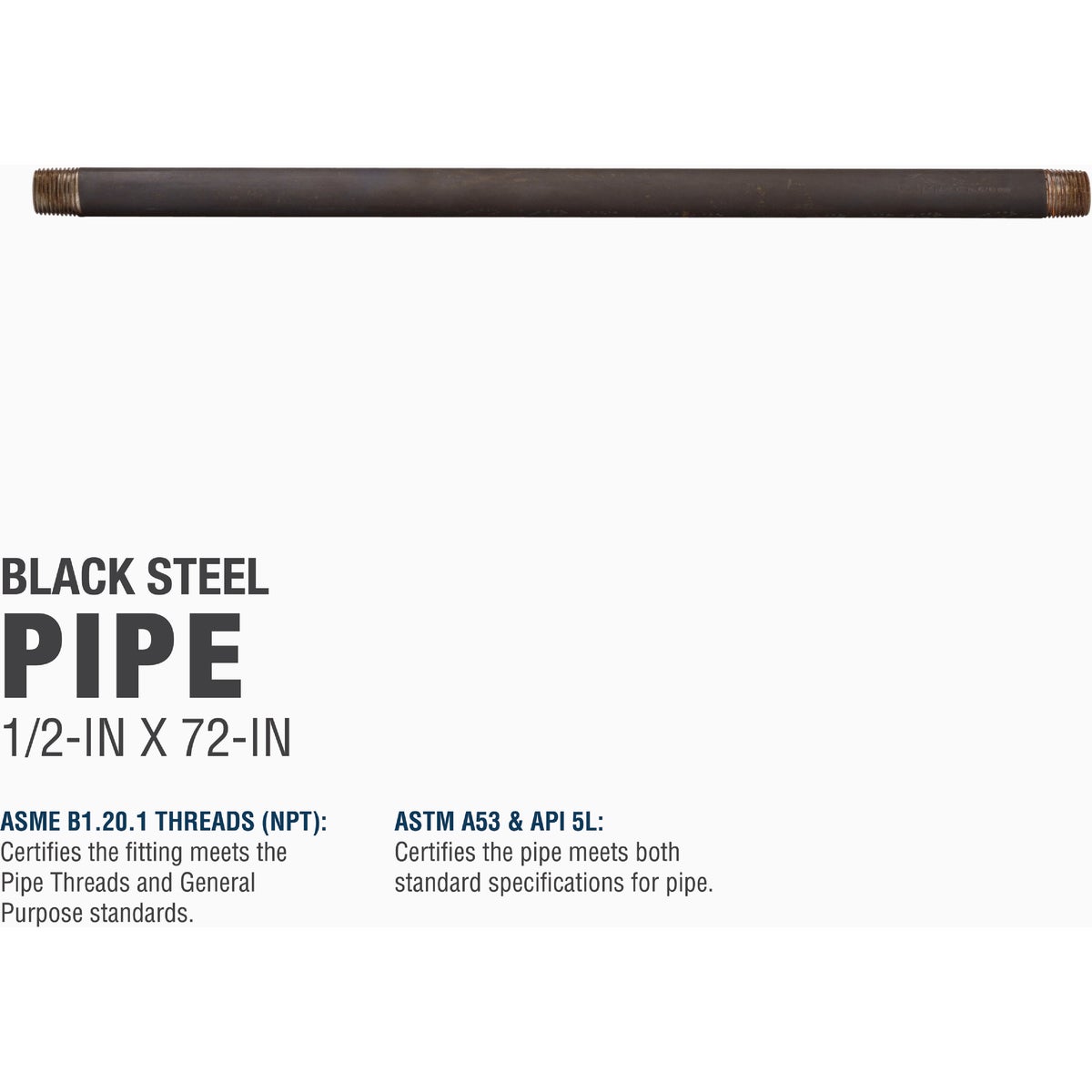 Southland 1/2 In. x 72 In. Carbon Steel Threaded Black Pipe Image 4
