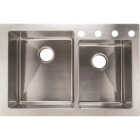 Compass Manufacturing 33 In. x 22 In. x 9 In./7 In. 60/40 Double Bowl Dual Mount Offset Kitchen Farm Sink Image 1