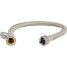 QuickFitting 1/2 In. Push-to-Connect Straight Stop Valve x 1/2 In. FIP x 18 In. Braided Stainless Steel Faucet Connector Hose Image 1