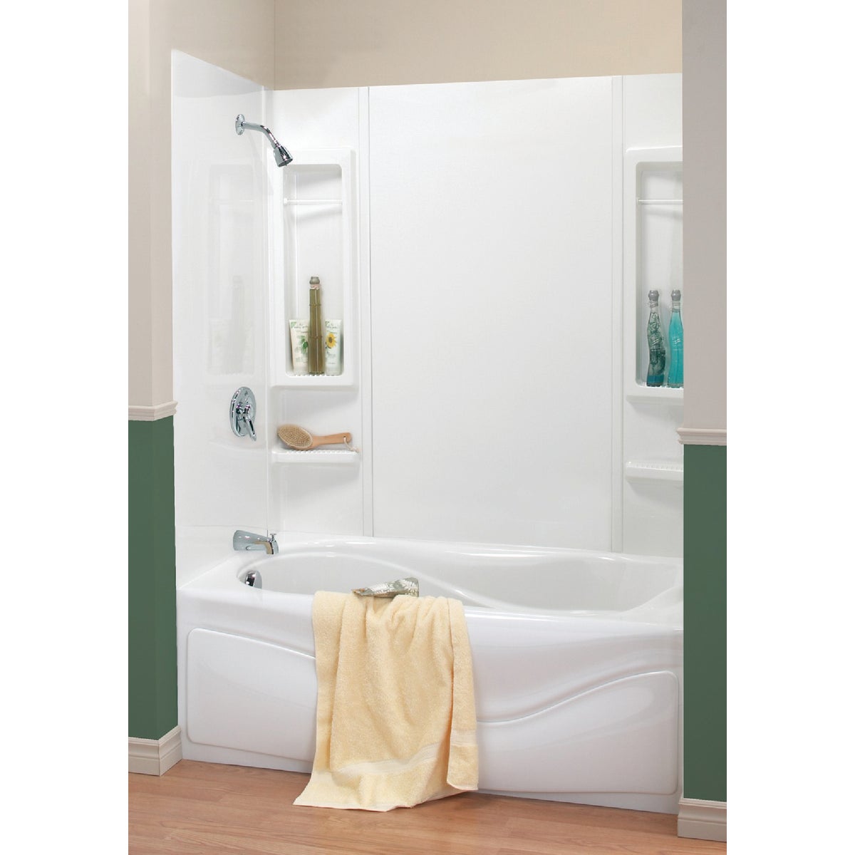 Maax Finesse  61 In. L x 33-1/2 In. W x 59 In. H 5-Piece Glue Up Tub Wall Surround in White Image 2