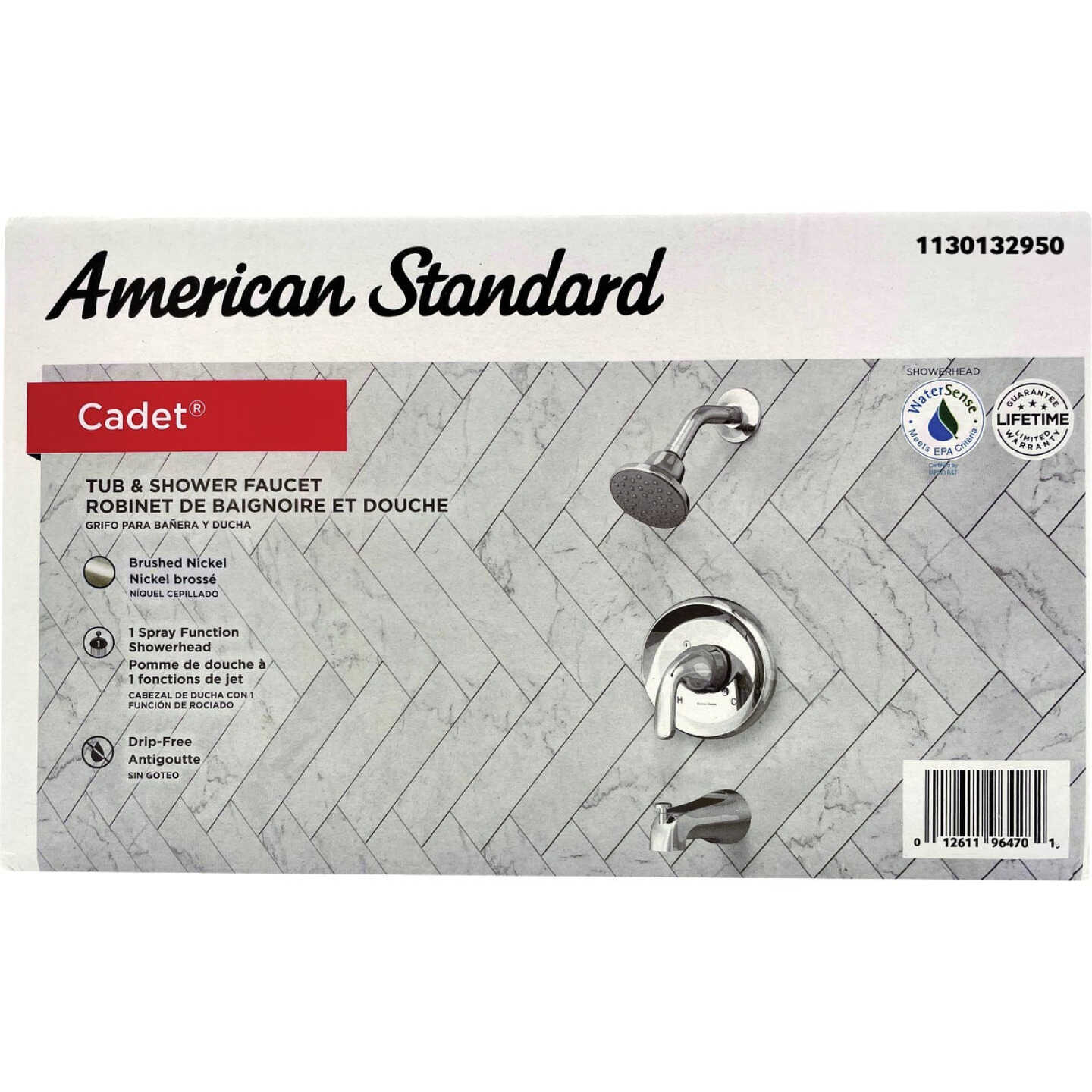 American Standard Cadet Brushed Nickel Single-Handle Lever Tub & Shower Faucet Image 3