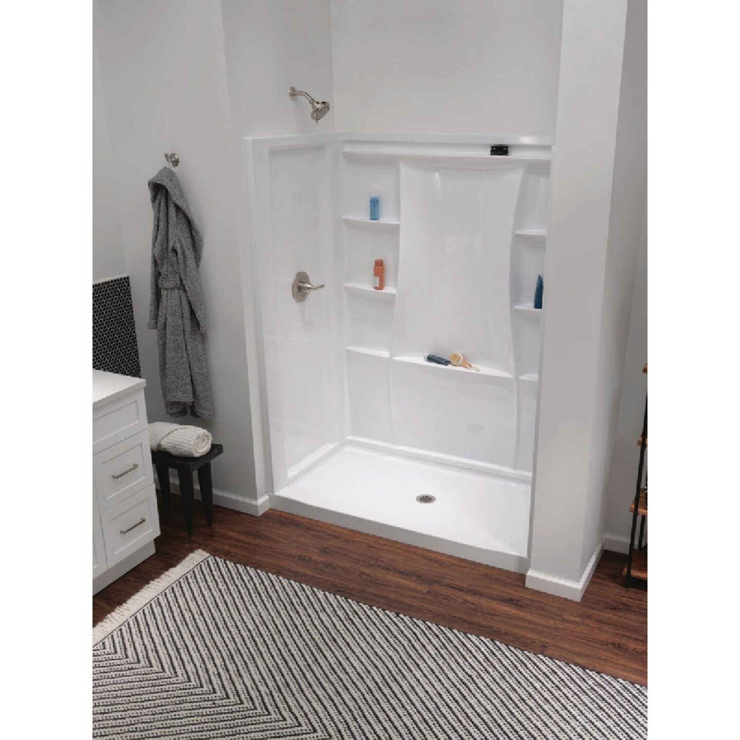 Delta Classic 500 60 In. x 73.25 In. x 32 In. Alcove Shower Wall, White (3-Piece) Image 2