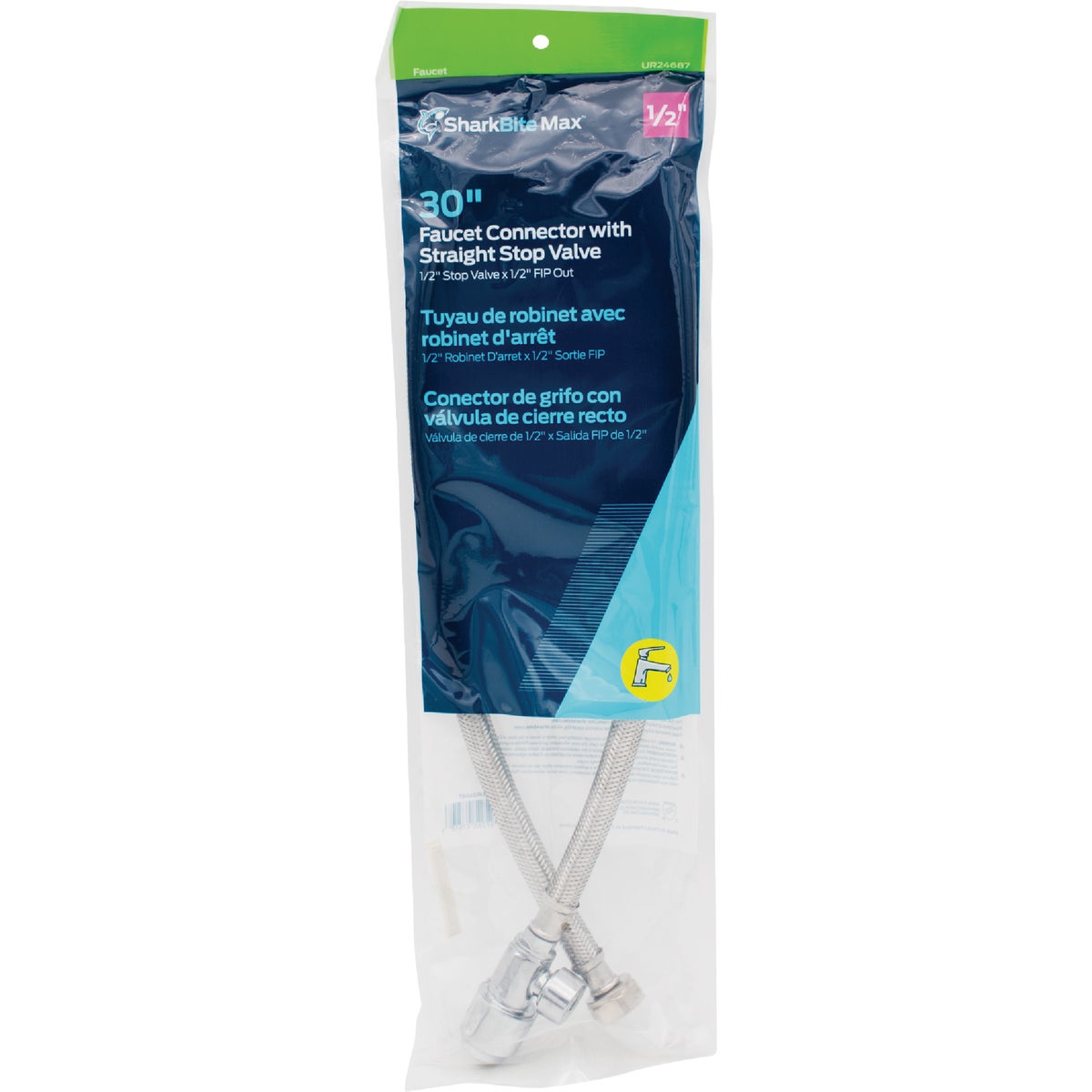SharkBite Max 1/2 In. x 1/2 In. x 30 In. L Stainless Steel Faucet Connector Image 6