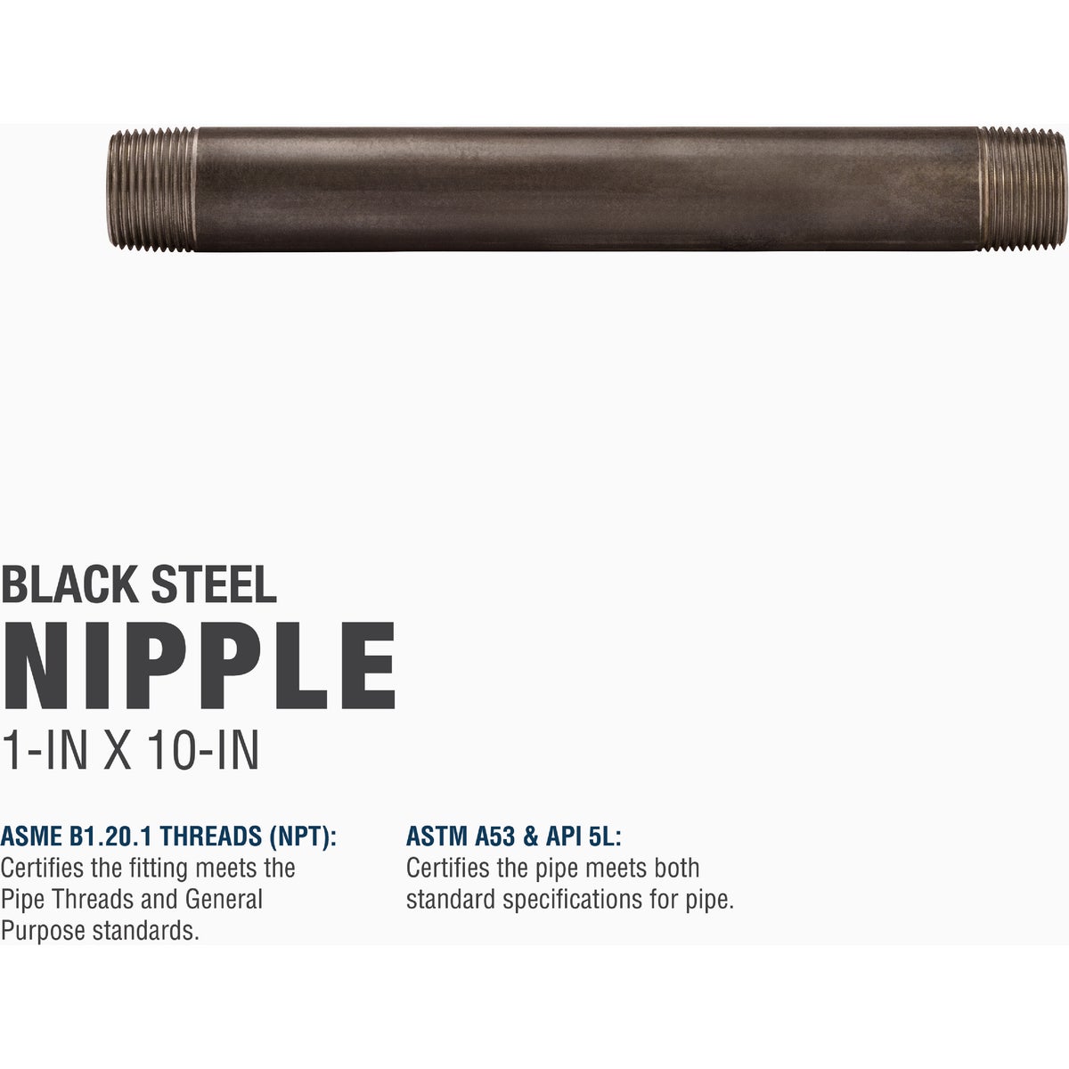 Southland 1 In. x 10 In. Black Steel Schedule 40 Nipple Image 3