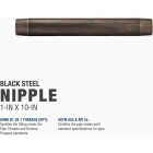 Southland 1 In. x 10 In. Black Steel Schedule 40 Nipple Image 3