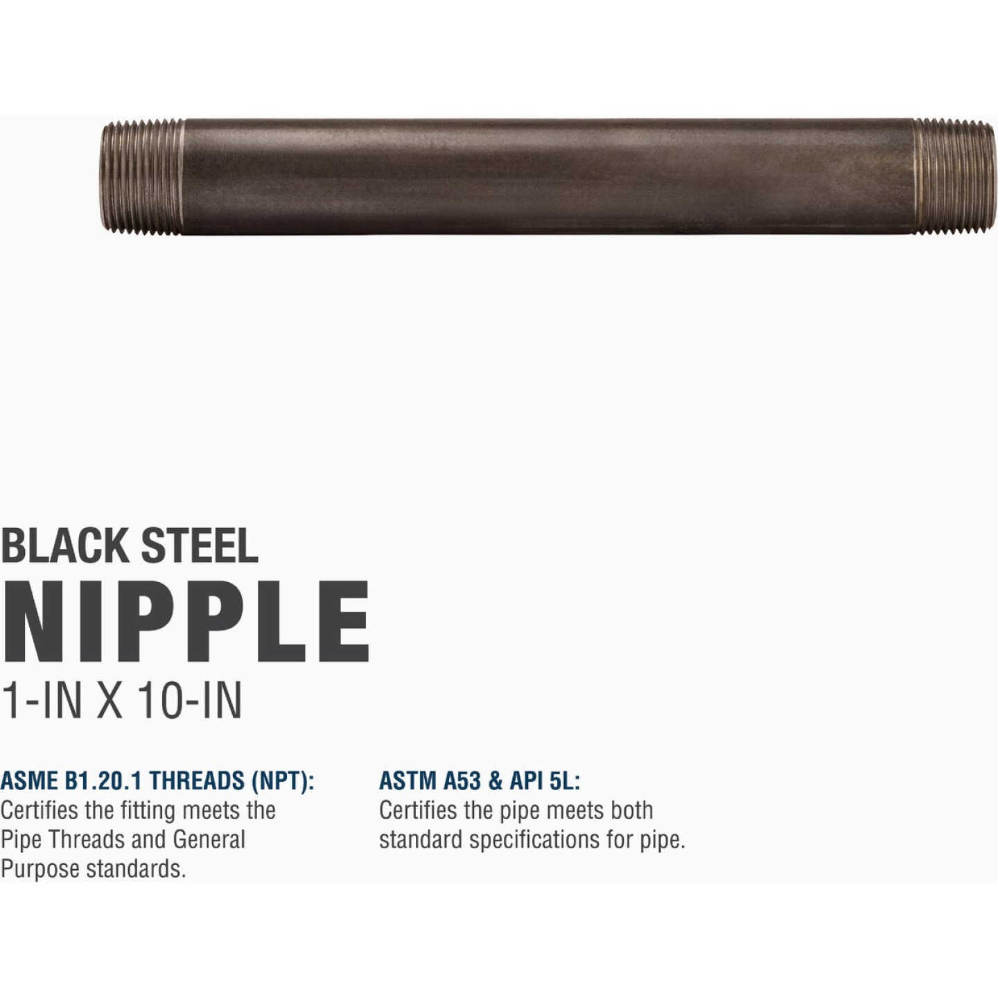 Southland 1 In. x 10 In. Black Steel Schedule 40 Nipple Image 3