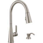 Delta Greydon 1-Handle Pull-Down Kitchen Faucet with Soap Dispenser, Stainless Image 1