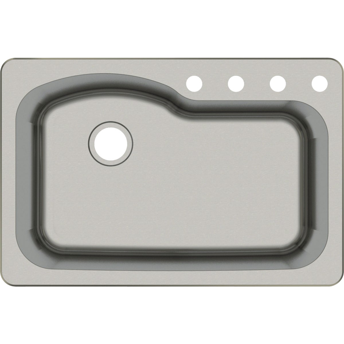 Compass Manufacturing 33 In. x 22 In. x 9 In. Single Bowl Stainless Steel Top Mount Offset Kitchen Sink