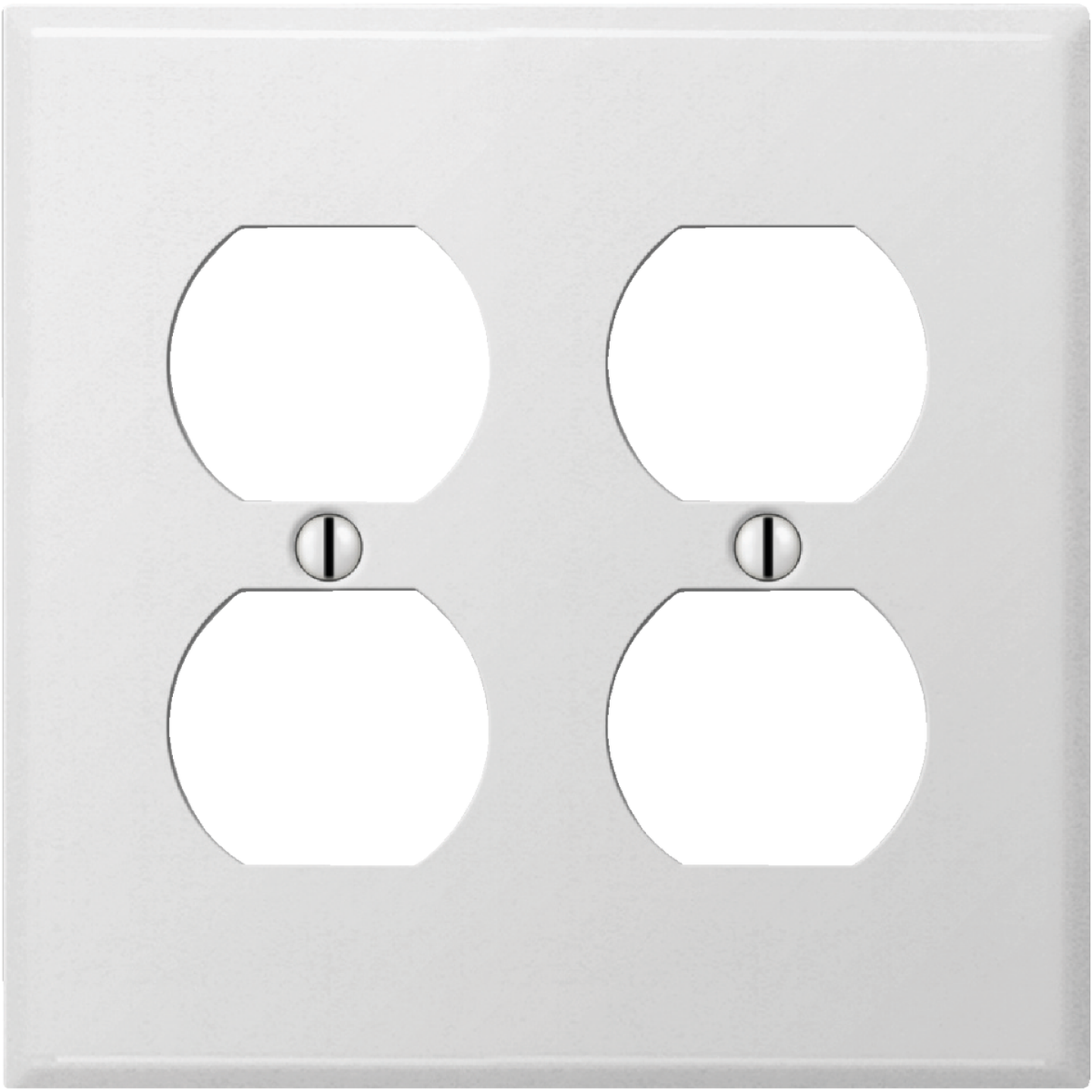 Amerelle PRO 2-Gang Stamped Steel Outlet Wall Plate, Smooth White Image 1